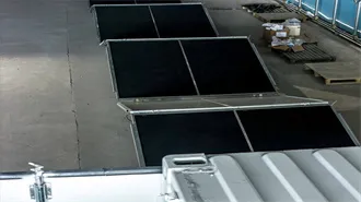 How do large solar panels emit waste 